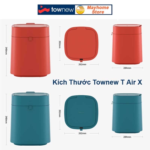 Thùng Rác Tự Động Thông Minh Xiaomi Townew T Air X 13.5L Phiên Bản Giới Hạn Đặc Biệt Màu Cam & Màu Xanh