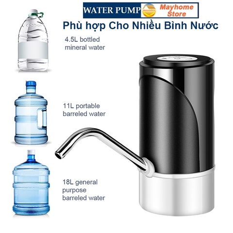 Máy Bơm Rót Nước Uống Đóng Chai Thông Minh Có Cổng Sạc USB Tiện Dụng, Chất Liệu Ống inox 304, Silicon An Toàn Sức Khỏe