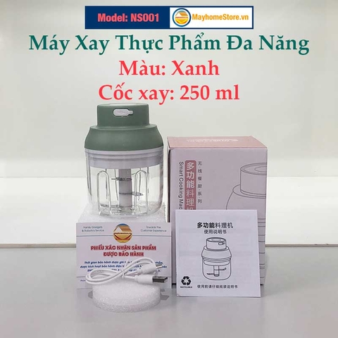 Máy Xay Thực Phẩm [Mạnh] Đa Chức Năng Cầm Tay Không Dây Sạc USB An Toàn xay thịt, tỏi, xay củ quả dung tích 100 & 250 ml