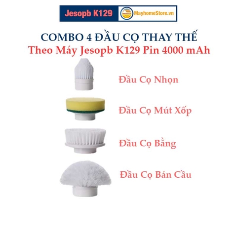 Bàn chải làm sạch vệ sinh nhà tắm không dây Jesopb K129 Pin 4000 mAh với 4 đầu thay thế Bảo Hành 6 Tháng