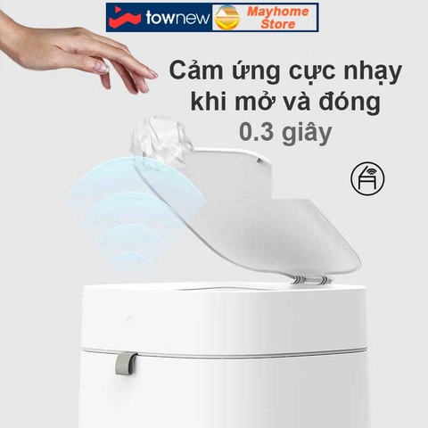 Thùng Rác Tự Động Thông Minh Xiaomi Townew T Air X 13.5L Màu Trắng Nâng Cấp Giảm Tiếng Ồn Cho Phòng Ngủ, Phòng Khách