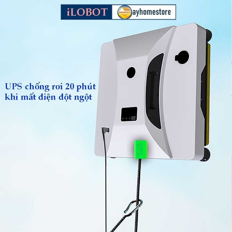 Robot Lau Kính Tự Động Phun Nước Siêu Âm iLOBOT HCR 05A Lau Kính Có Khung & Không Có Khung Với UPS Chống Rơi 20 Phút