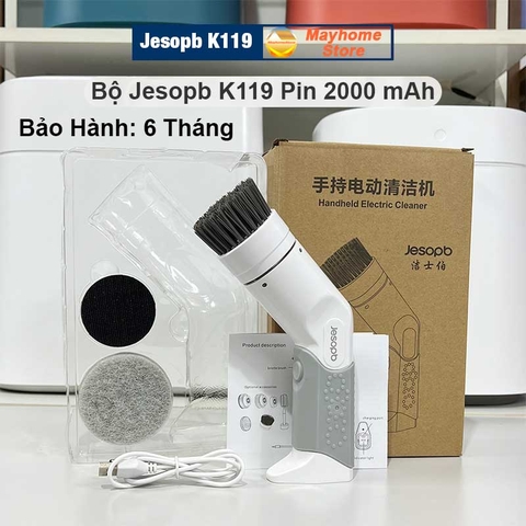 Máy Cọ Rửa Điện Đa Năng Jesopb K119 Sạc USB Pin 2000 mAh, Chống Nước Toàn Thân IPX7, Tương Thích Với Nhiều Đầu Cọ Jesopb