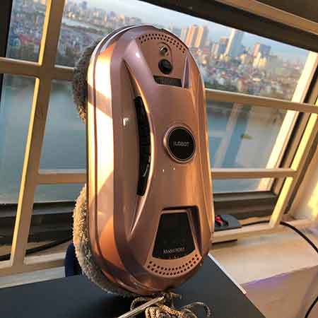 Robot lau kính tự động iLOBOT N361 (HCR 02) chống rơi 20 phút khi mất điện màu trắng với 10 khăn lau thay thế