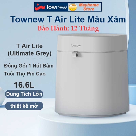 Thùng Rác Tự Động Thông Minh Xiaomi Townew T Air Lite 16.6L Thiết Kế Tối Giản, Tự Động Đóng Gói, Chống Nước IPX4