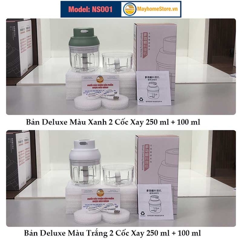 Máy Xay Thực Phẩm [Mạnh] Đa Chức Năng Cầm Tay Không Dây Sạc USB An Toàn xay thịt, tỏi, xay củ quả dung tích 100 & 250 ml