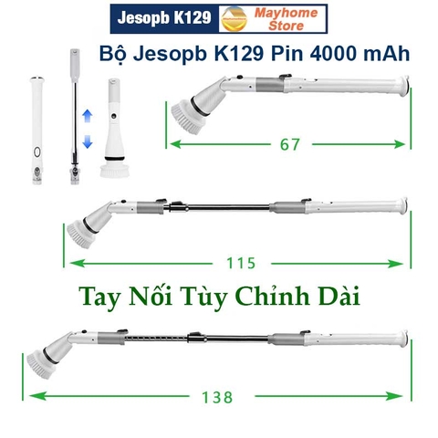 Bàn chải làm sạch vệ sinh nhà tắm không dây Jesopb K129 Pin 4000 mAh với 4 đầu thay thế Bảo Hành 6 Tháng
