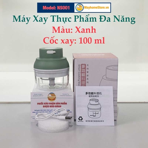 Máy Xay Thực Phẩm [Mạnh] Đa Chức Năng Cầm Tay Không Dây Sạc USB An Toàn xay thịt, tỏi, xay củ quả dung tích 100 & 250 ml