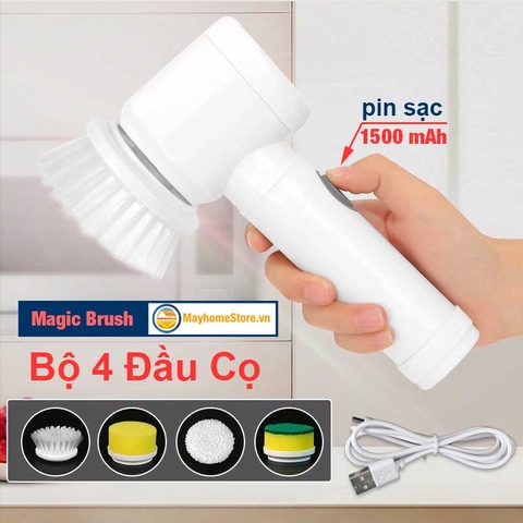 Máy Cọ Rửa Cầm Tay Đa Năng Magic Brush Pin Sạc 1500 mAh, Bàn Chải Vệ Sinh Nhà Bếp Không Dây Chống Nước Tiêu Chuẩn IPX6