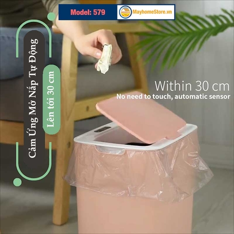 Thùng Rác Cảm Ứng Tự Động Thông Minh Pin Sạc Cổng USB Bản Nâng Cấp 2022 Cảm Ứng Kép 3 Chiều Dung tích 14L Chống Nước Tốt
