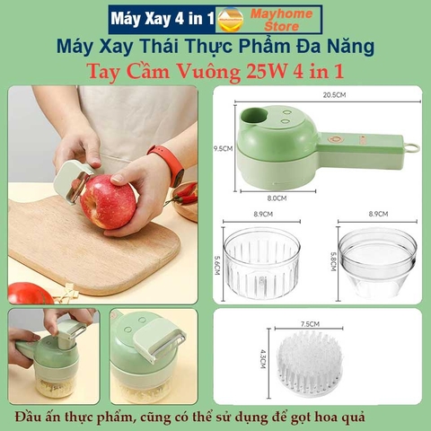 Bộ Máy Xay Băm, Máy Thái Rau Củ Quả Tỏi Ớt Rau Cầm Tay Đa Năng Tiện Dụng Cho Nhà Bếp Pin Sạc 2000 mAh Cổng USB Type C