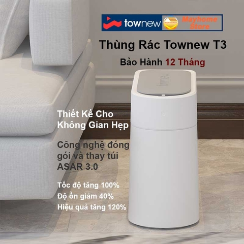 Thùng Rác Tự Động Thông Minh Xiaomi Townew T3 13L - Tự Động Hàn Đóng Gói Túi Rác Thay Túi Rác phù hợp cho không gian hẹp
