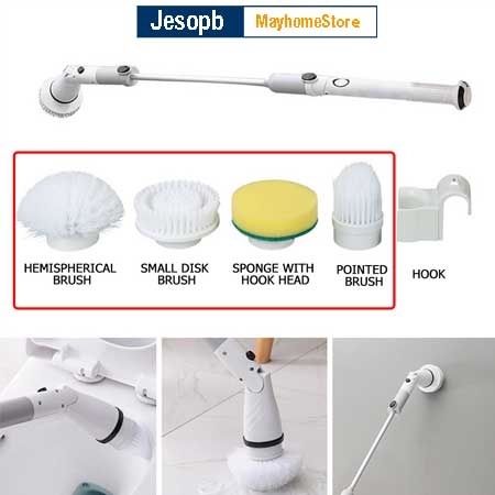 Bộ 4 đầu bàn chải làm sạch vệ sinh nhà tắm không dây dành cho máy cọ nhà vệ sinh, máy cọ rửa nhà tắm Jesopb K129