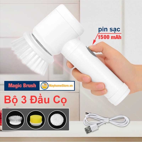 Máy Cọ Rửa Cầm Tay Đa Năng Magic Brush Pin Sạc 1500 mAh, Bàn Chải Vệ Sinh Nhà Bếp Không Dây Chống Nước Tiêu Chuẩn IPX6
