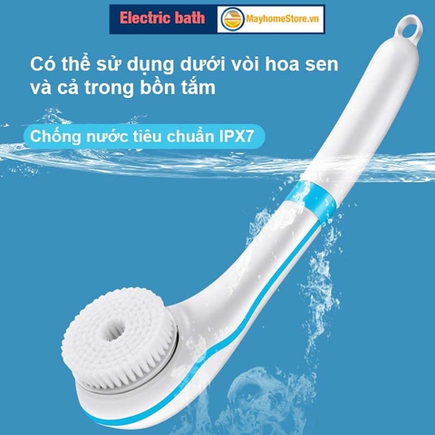 Bàn Chải Tắm Điện Chống Nước Cầm Tay Sạc Pin Với 5 Đầu Làm Sạch Da, Tẩy Tế Bào Chết, Mềm Mại Với Da, Massage Nhẹ Nhàng
