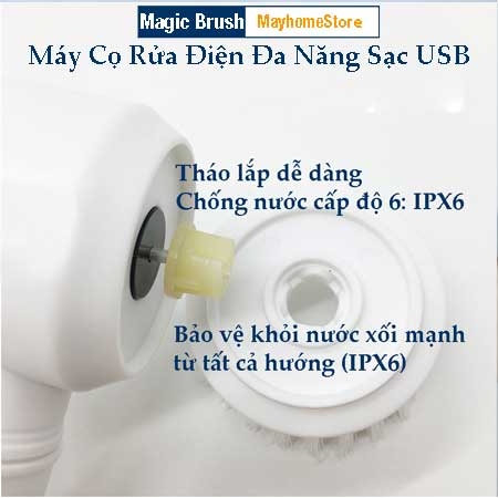 Máy Cọ Rửa Cầm Tay Đa Năng Magic Brush Pin Sạc 1500 mAh, Bàn Chải Vệ Sinh Nhà Bếp Không Dây Chống Nước Tiêu Chuẩn IPX6