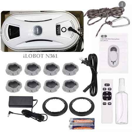 Robot lau kính tự động iLOBOT N361 (HCR 02) chống rơi 20 phút khi mất điện màu trắng với 10 khăn lau thay thế
