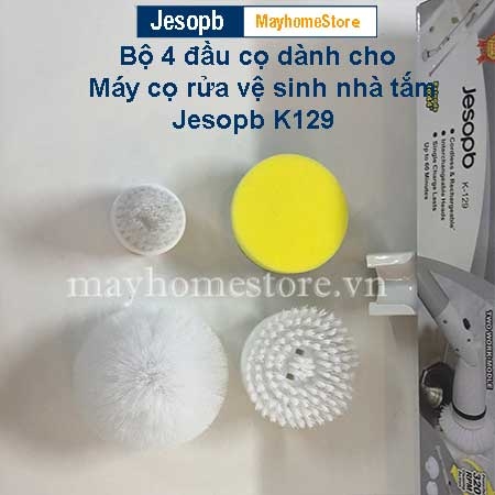 Bộ 4 đầu bàn chải làm sạch vệ sinh nhà tắm không dây dành cho máy cọ nhà vệ sinh, máy cọ rửa nhà tắm Jesopb K129