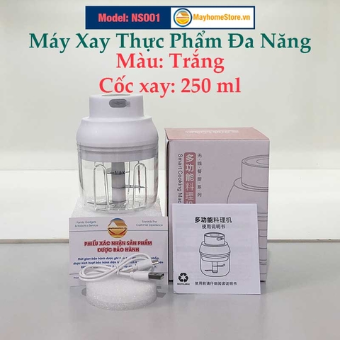 Máy Xay Thực Phẩm [Mạnh] Đa Chức Năng Cầm Tay Không Dây Sạc USB An Toàn xay thịt, tỏi, xay củ quả dung tích 100 & 250 ml