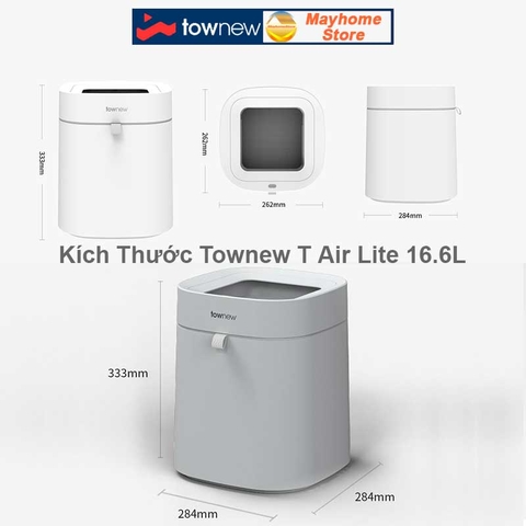 Thùng Rác Tự Động Thông Minh Xiaomi Townew T Air Lite 16.6L Thiết Kế Tối Giản, Tự Động Đóng Gói, Chống Nước IPX4