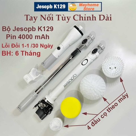 Bàn chải làm sạch vệ sinh nhà tắm không dây Jesopb K129 Pin 4000 mAh với 4 đầu thay thế Bảo Hành 6 Tháng