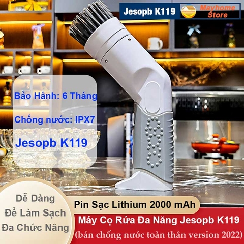 Máy Cọ Rửa Điện Đa Năng Jesopb K119 Sạc USB Pin 2000 mAh, Chống Nước Toàn Thân IPX7, Tương Thích Với Nhiều Đầu Cọ Jesopb