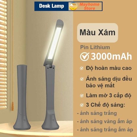 Đèn Bàn Học LED USB Chống Cận, 03 Chế Độ Ánh Sáng Vàng, Trắng , Pin Tích Điện 3000 mAh Di Động, Gập Tùy Chỉnh Nhỏ Gọn