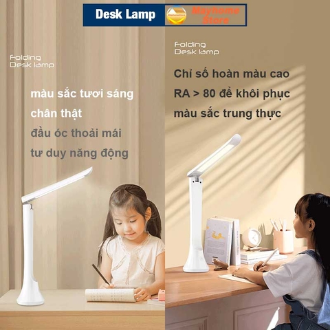Đèn Bàn Học LED USB Chống Cận, 03 Chế Độ Ánh Sáng Vàng, Trắng , Pin Tích Điện 3000 mAh Di Động, Gập Tùy Chỉnh Nhỏ Gọn
