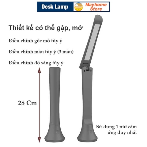 Đèn Bàn Học LED USB Chống Cận, 03 Chế Độ Ánh Sáng Vàng, Trắng , Pin Tích Điện 3000 mAh Di Động, Gập Tùy Chỉnh Nhỏ Gọn