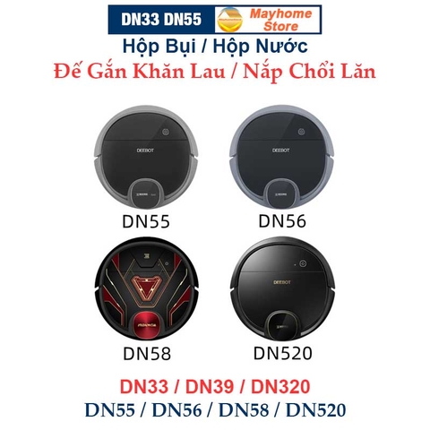 Phụ Kiện Thay Thế Robot Ecovacs Deebot DN33 DN55 DN320 DN520 Hộp Bụi / Hộp Nước / Nắp Chổi Lăn / Đế Gắn Khăn Lau ///