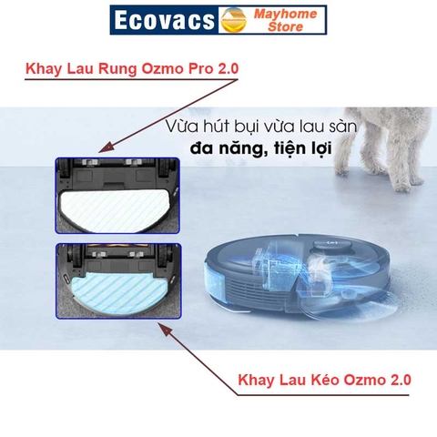 Phụ Kiện Khay Lau Rung Ozmo Pro 2.0 & Khay Lau Kéo Cho Robot Hút Bụi Lau Nhà Ecovacs Deebot T8 T9 AIVI, Max, Power, Plus
