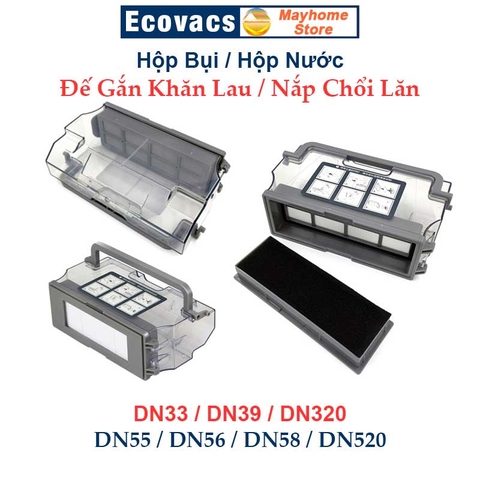 Phụ Kiện Thay Thế Robot Ecovacs Deebot DN33 DN55 DN320 DN520 Hộp Bụi / Hộp Nước / Nắp Chổi Lăn / Đế Gắn Khăn Lau ///