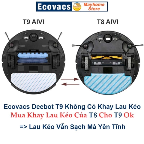 Phụ Kiện Khay Lau Rung Ozmo Pro 2.0 & Khay Lau Kéo Cho Robot Hút Bụi Lau Nhà Ecovacs Deebot T8 T9 AIVI, Max, Power, Plus