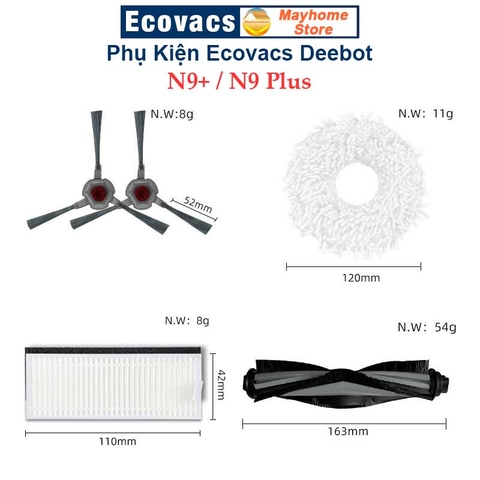 Phụ Kiện Thay Thế N9 Plus | Nắp Chổi Lăn N9+ | Đế Gắn Khăn Lau N9+ | Lọc Sơ Cấp N9+ Robot Ecovacs Deebot N9+