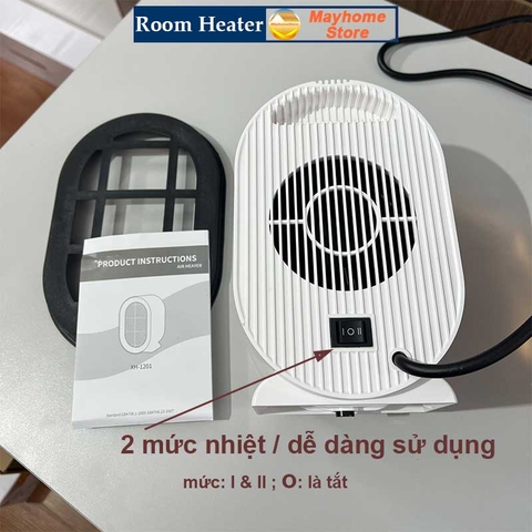 Máy sưởi Để Bàn 1200W, Quạt sưởi ấm mùa đông 220V tiết kiệm năng lượng, tiếng ồn thấp dành cho gia đình, văn phòng
