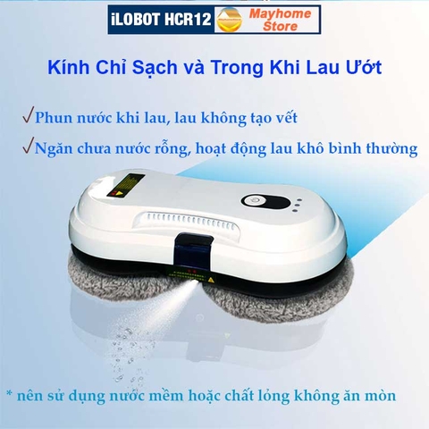 Robot Lau Kính Tự Động Phun Nước iLobot HCR 12 Siêu Mỏng Chống Rơi 20 Phút Khi Mất Điện