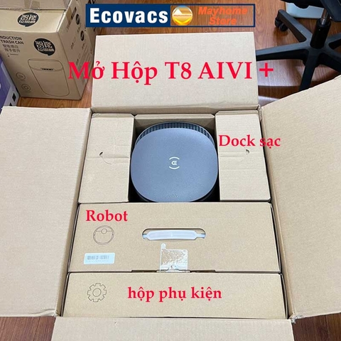Robot Hút Bụi Lau Nhà Ecovacs Deebot T8 AIVI Plus, Hàng Trưng Bày Chưa Qua Sử Dụng Kèm App Ecovacs Hỗ Trợ Kỹ Thuật 24/7