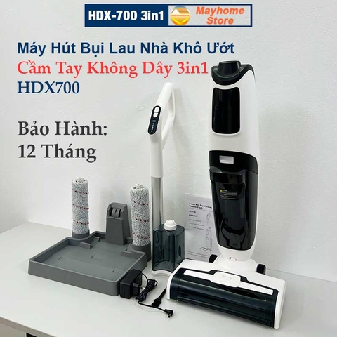 Máy Hút Bụi Lau Nhà Khô Ướt Cầm Tay Không Dây 3in1 HDX700 Pin Khủng 4000 mAh hoạt động liên tục 55 phút lực hút 7500Pa