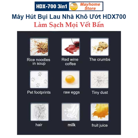 Máy Hút Bụi Lau Nhà Khô Ướt Cầm Tay Không Dây 3in1 HDX700 Pin Khủng 4000 mAh hoạt động liên tục 55 phút lực hút 7500Pa