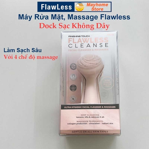 Máy Rửa Mặt, Massage Flawless Pin Sạc Không Dây với 4 Chế Độ Làm Sạch Da Mặt, Mát xa Sâu kích thích tái tạo Collagen
