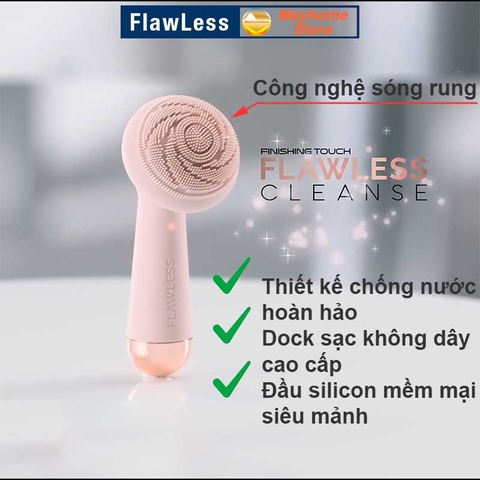 Máy Rửa Mặt, Massage Flawless Pin Sạc Không Dây với 4 Chế Độ Làm Sạch Da Mặt, Mát xa Sâu kích thích tái tạo Collagen
