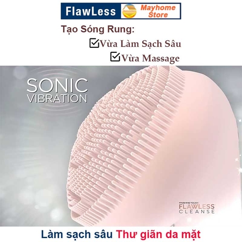 Máy Rửa Mặt, Massage Flawless Pin Sạc Không Dây với 4 Chế Độ Làm Sạch Da Mặt, Mát xa Sâu kích thích tái tạo Collagen
