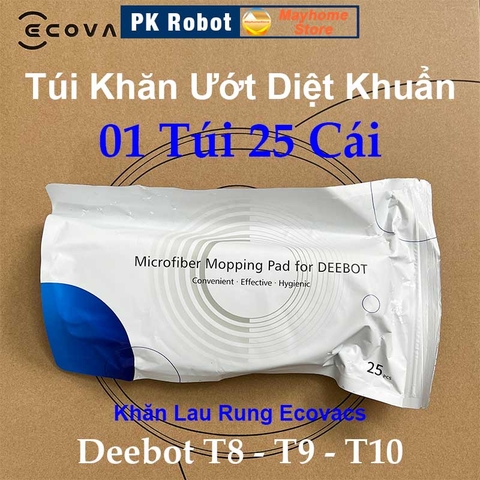 Túi Khăn Lau Rung Ecovacs Deebot T8 T9 T10, Loại Khô Túi 10 Cái, Loại Ướt Túi 10 Cái và 25 C