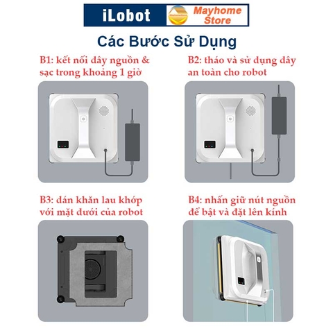 Robot Lau Kính Tự Động iLobot HCR 03 Tốc Độ Lau Nhanh, Độ ồn thấp, An Toàn Chống Rơi 20 Phút Khi Mất Điện