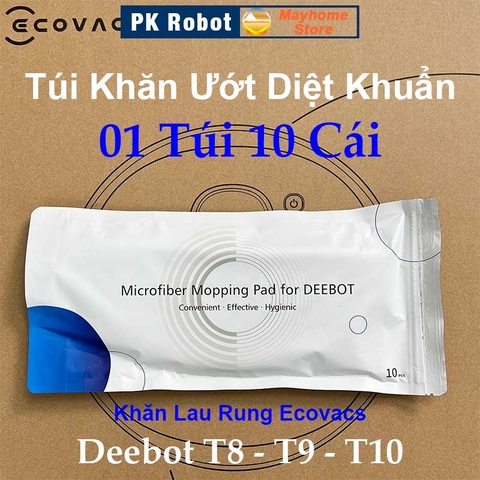 Túi Khăn Lau Rung Ecovacs Deebot T8 T9 T10, Loại Khô Túi 10 Cái, Loại Ướt Túi 10 Cái và 25 C