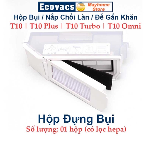 Hộp Bụi, Đế Gắn Khăn, Nắp Chổi Lăn Robot Hút Bụi Ecovacs Deebot X1 Turbo, X1 Omni, T10 Turbo, T10 Omni, T10 và T10 Plus.