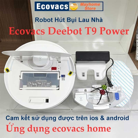 Robot Hút Bụi Lau Nhà Ecovacs Deebot T9 Power, Hàng Trưng Bày Chưa Qua Sử Dụng Kèm App Ecovacs Home Hỗ Trợ Kỹ Thuật 24/7