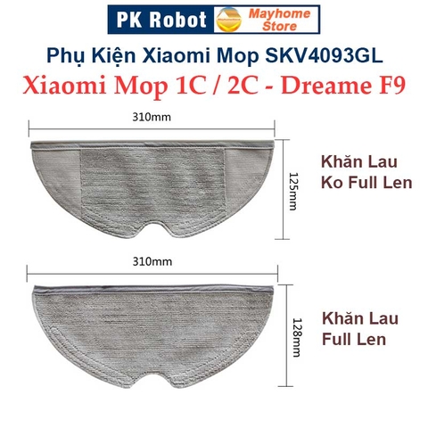 Phụ kiện Robot hút bụi Xiaomi Mop SKV4093GL - Mop 1C - Mop 2C - Dreame F9/ Lọc hepa, Chổi giữa, Chổi cạnh, Khăn lau