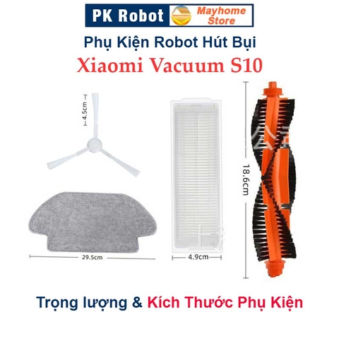 Phụ Kiện Nắp Chổi Lăn, Đế Gắn Khăn Robot Hút Bụi Lau Nhà Xiaomi Vacuum S10