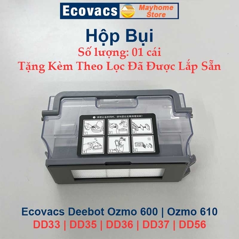 Hộp Bụi, Nắp Chổi Lăn, Đế Gắn Khăn Lau Robot Hút Bụi Lau Nhà Ecovacs Deebot Ozmo 600 | DD33 | DD35 | DD36 | DD37 | DD56